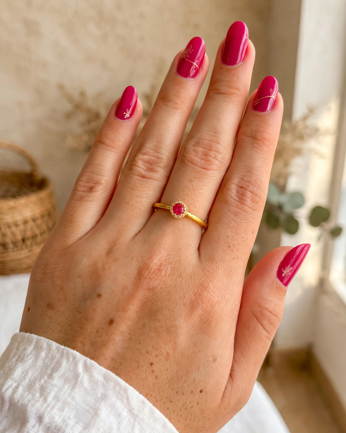 Anillo Solitario Piedra Roja foto 2