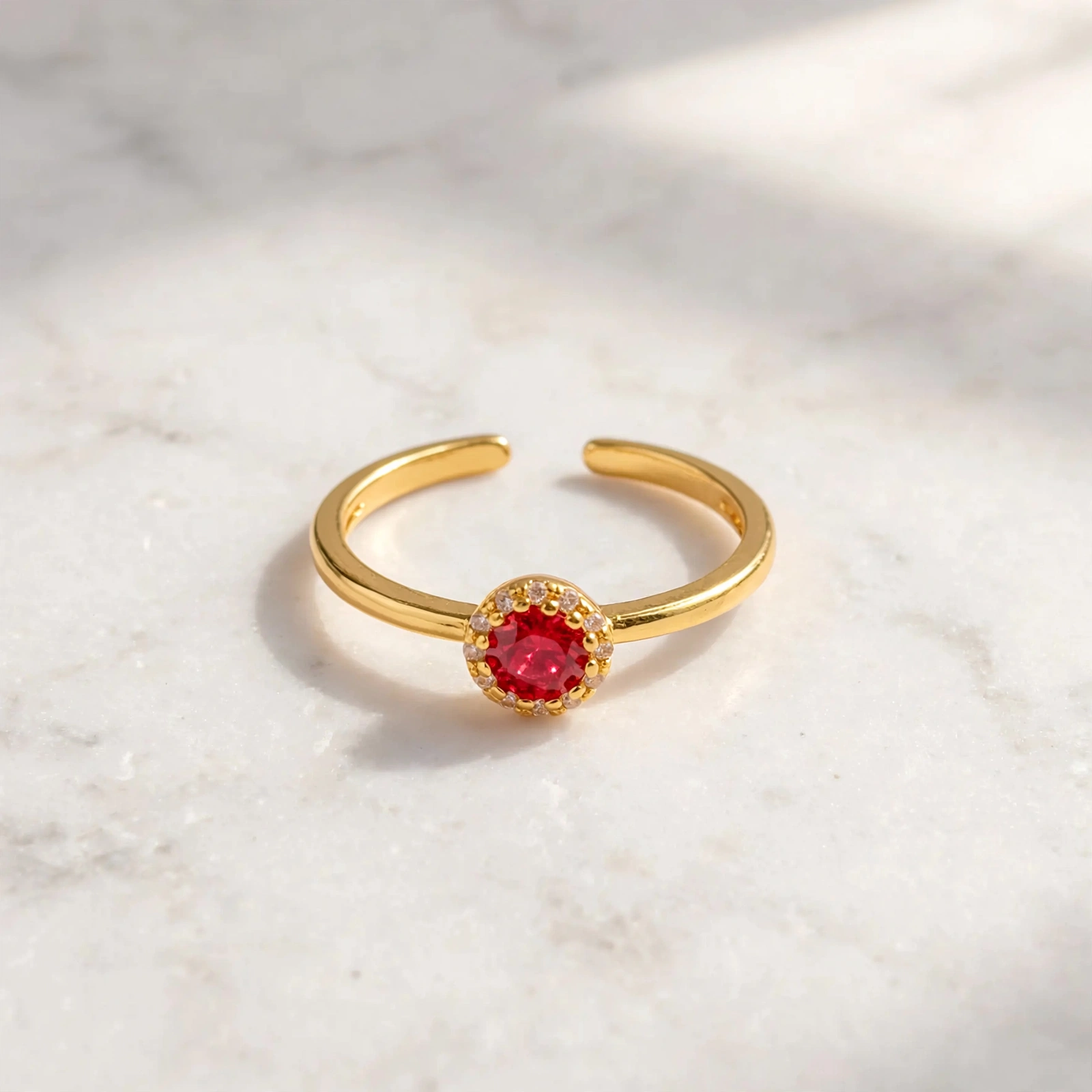 Anillo Solitario Piedra Roja