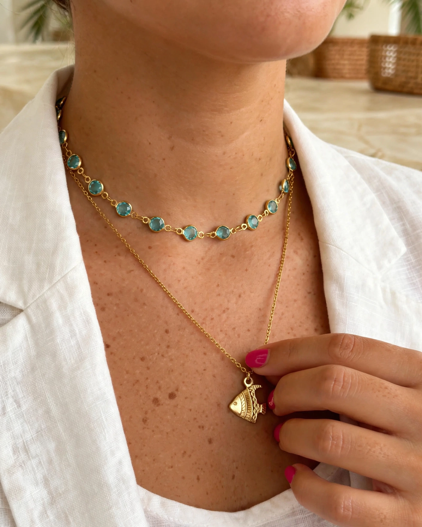 Collar doble pez