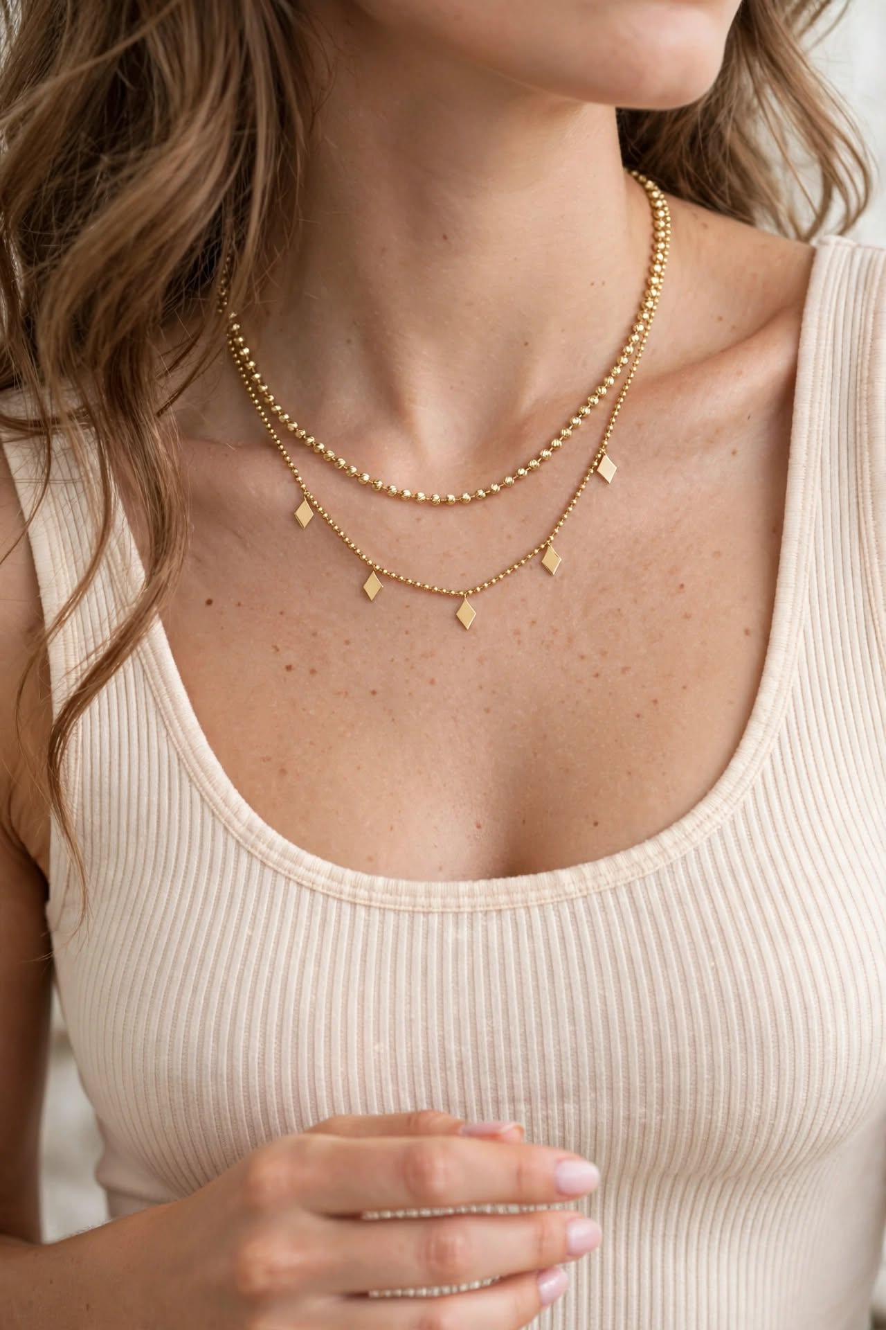 Collar Doble Capa Geometrico Golden foto 2