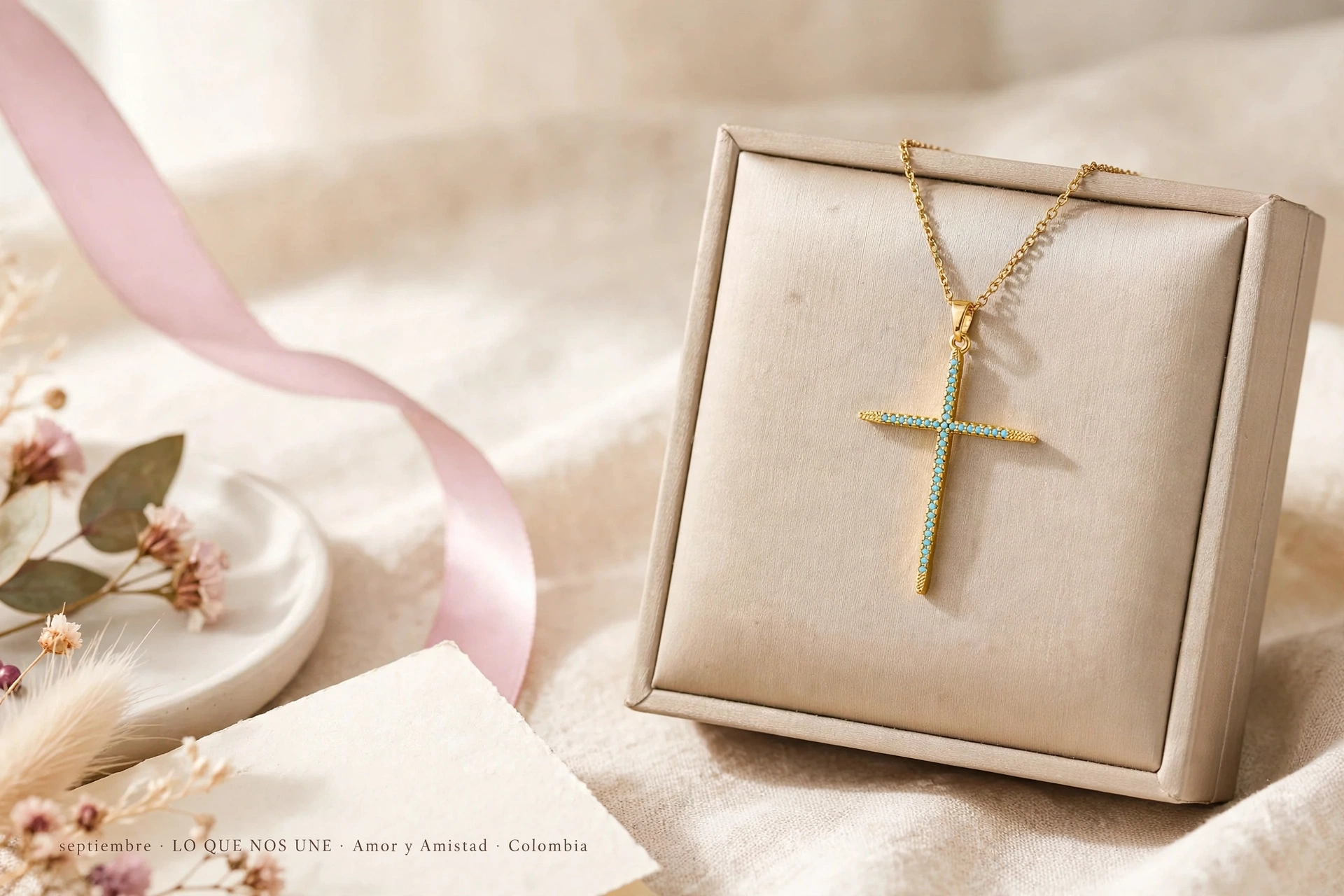Collar Cruz Turquesa Golden